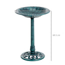 Outsunny 50cm Outdoor Bird Bath Fountain, Decrative Garden Feeder Stand Green