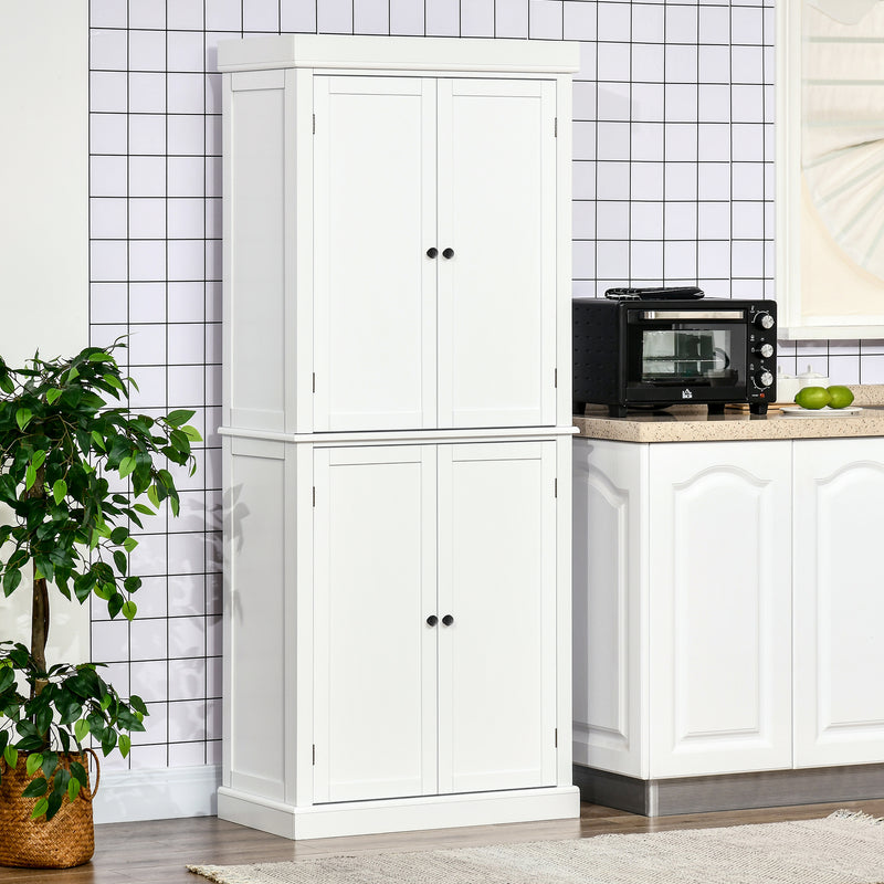 HOMCOM Modern Kitchen Storage Cabinet, 6-Tier Shelves W/ 4 Adjustable, White