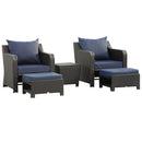 Outsunny 5pcs Outdoor Rattan Sofa Set w/ Storage Function Side Table & Ottoman