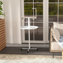 PawHut Bird Table With Four Wheels, Perches, Stainless Steel Bowls, Round Tray