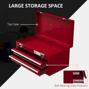 DURHAND Lockable 2 Drawer Tool Chest With Ball Bearing Slide Drawers Red