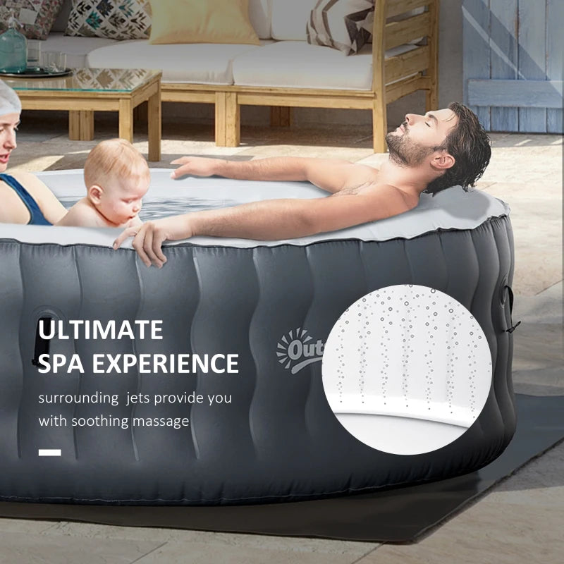 Outsunny Round Hot Tub 4 Person, Light Grey