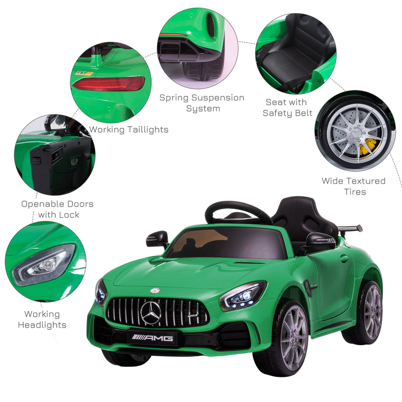 HOMCOM Kids Electric Ride on Mercedes Benz GTR 12v - Green