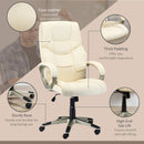 HOMCOM Executive Office Chair Faux Leather Computer Desk Chair w/ Wheel White