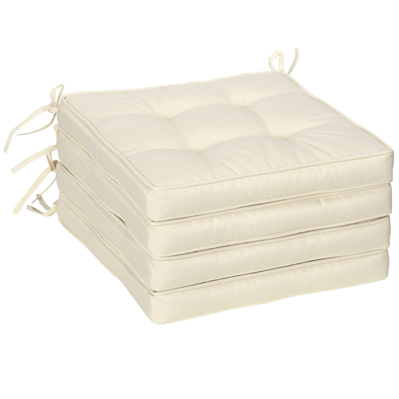 Outsunny 42 x 42cm Replacement Garden Seat Cushion Pad with Ties, Cream