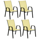 Outsunny Set of 4 Garden Dining Chair Set Outdoor w/ High Back Armrest Beige