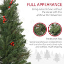 HOMCOM 2.1m Christmas Tree Slim 5' with Berries