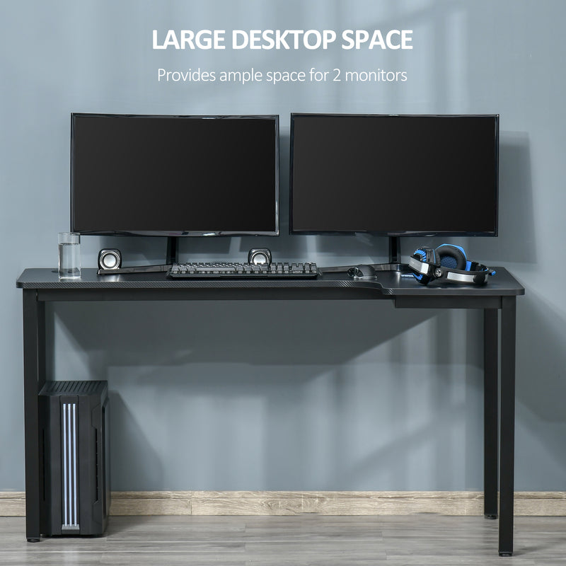 HOMCOM L-Shaped Corner Desk Wood Large PC Gaming Desk 145 x 81 x 76cm Black