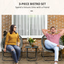 Outsunny 3 Piece Garden Furniture Set, PE Rattan Bistro Sets for 2 for Garden