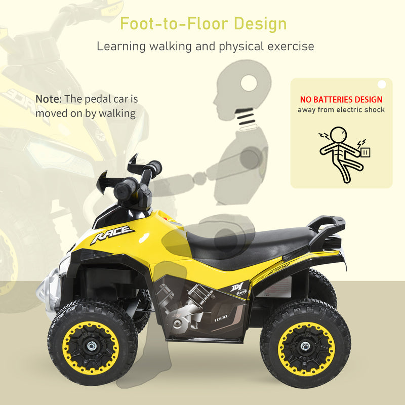 HOMCOM Kids Manual Ride On Quad Bike - Yellow