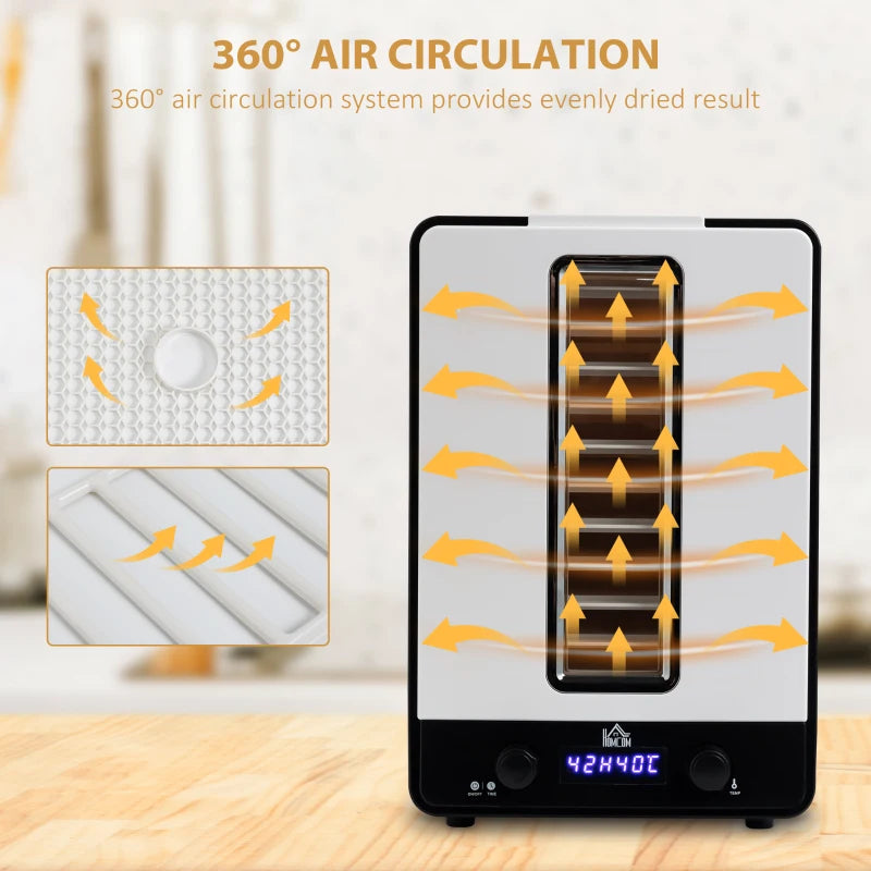 HOMCOM Food Dehydrator 11 Tier 550W - White