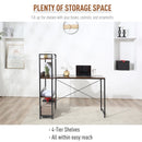 HOMCOM Vintage Computer Desk with Shelves 120cm - Black