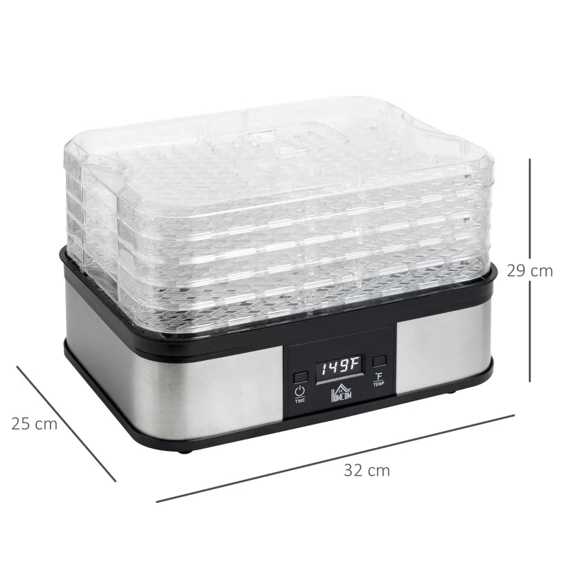 HOMCOM Food Dehydrator 5 Tier 245W - Stainless Steel