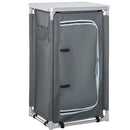 Outsunny Outdoor 3-shelf Camping Cupboard Kitchen Station Cook Table Grey
