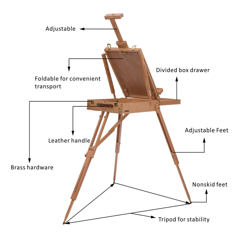 Homcom, Wooden Art Easel Tripod Sketch Artist Painters Craft Portable Folding Drawing Board
