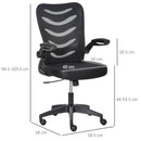 Vinsetto Mesh Office Chair for Home Swivel Task Desk Chair with Lumbar Back Support Flip-Up Arm Adjustable Height Black Computer w/