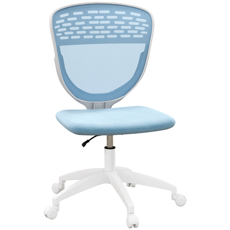 Vinsetto Mesh Office Chair, Armless Desk Chair, Mid Back Height Adjustable with Swivel Wheels, Blue