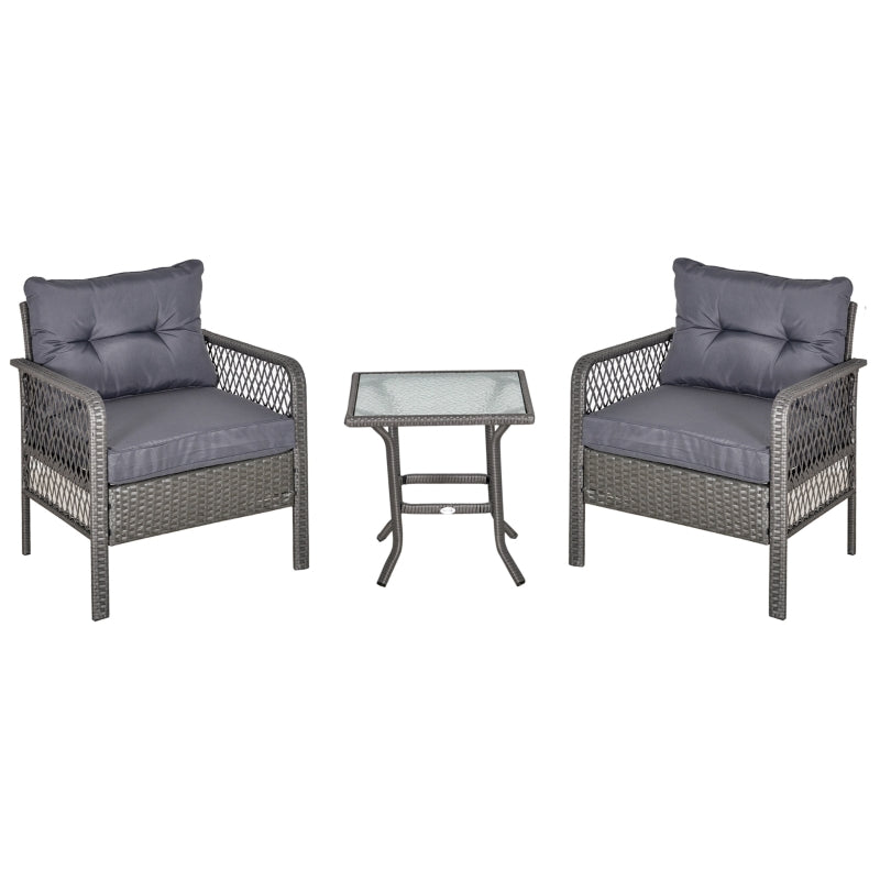 Outsunny Rattan Bistro Set - Grey