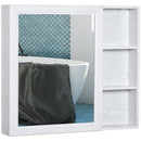 kleankin Bathroom White Cabinet Wall Mounted Storage Organiser w/ Mirrored Door