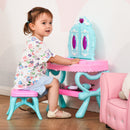 HOMCOM Children's 32 Pcs Magic Light-Up Princess Dressing Table & Stool