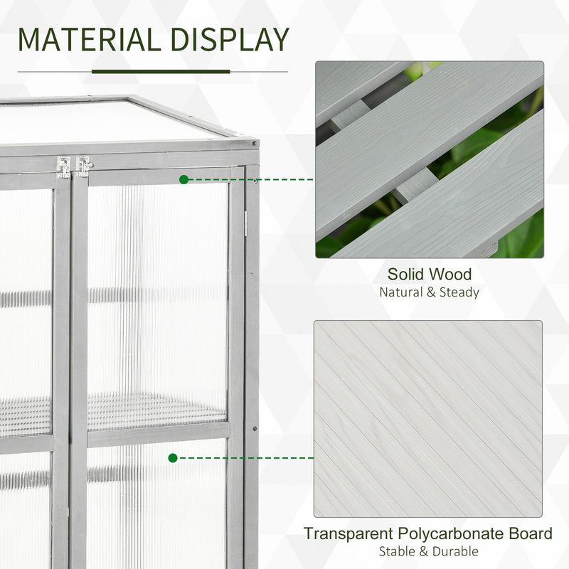 Outsunny Wooden Cold Frame Greenhouse Polycarbonate Garden Grow House for Flower Vegetable Plants