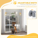 PawHut 74-94cm Adjustable Metal Pet Gate Safety Barrier w/ Auto-Close Door White