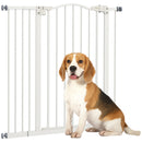 PawHut 74-94cm Adjustable Metal Pet Gate Safety Barrier w/ Auto-Close Door White