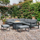 Outsunny 6-Piece Garden Furniture Set with Firepit Table Outdoor Sofa Aluminium