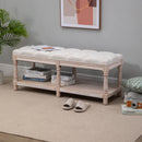 HOMCOM Vintage Shoe Benches with Top Cushion 115x40x48cm - Cream