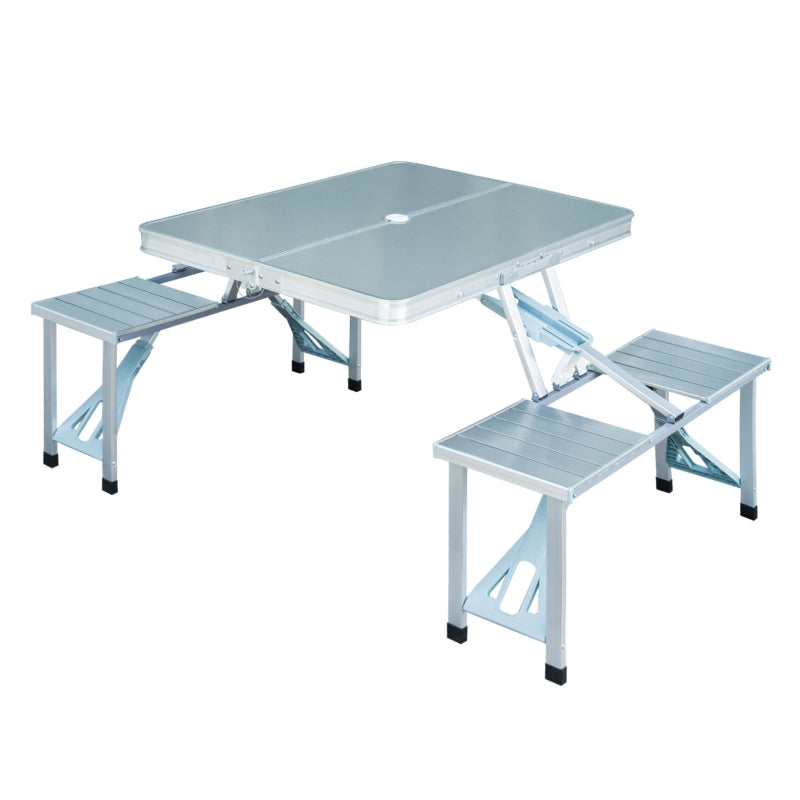 Outsunny Folding Camping Table And Chair Set - Silver