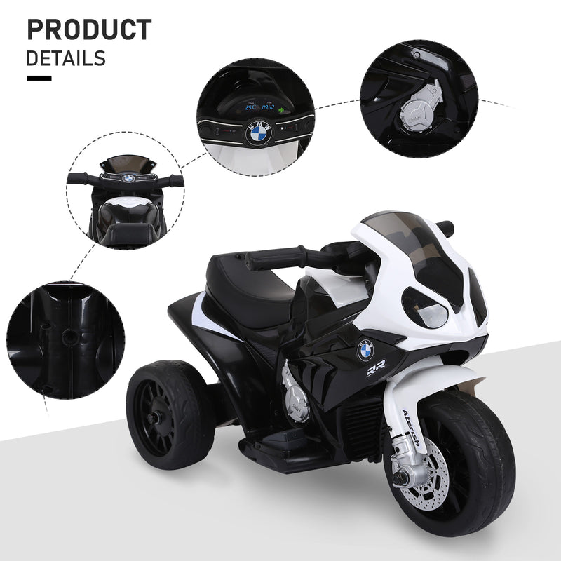 HOMCOM Kids Black Electric Ride on Motorcycle BMW S1000RR with Headlights Music