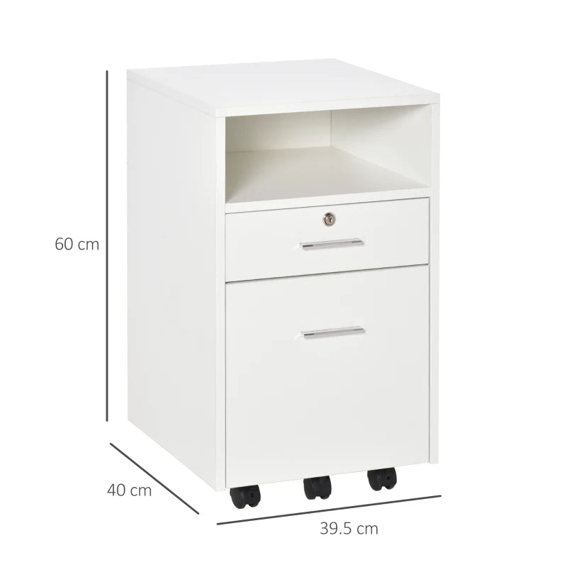 Vinsetto Filing Cabinet with 2 Drawers 40x40x60cm White