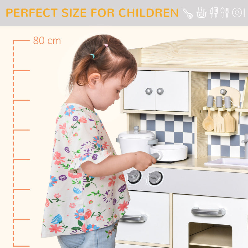 Kids Kitchen Play Cooking Toy Set w/ Sink, Cooking Bench for 3-6 Years Old