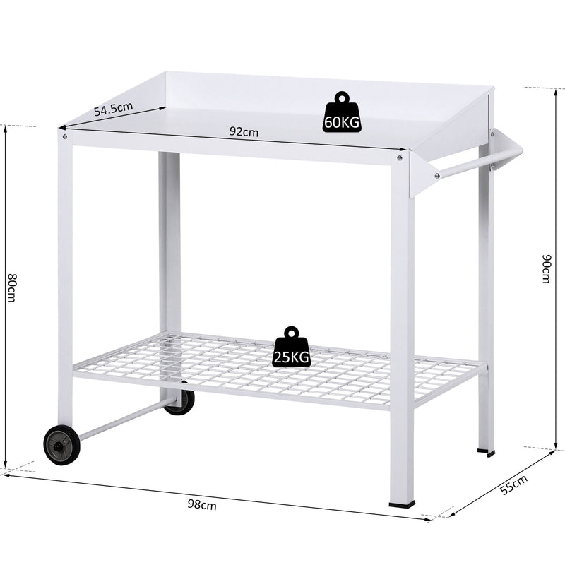 Outsunny Metal Outdoor Garden Potting Bench White