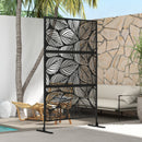 Outsunny 6.5FT Metal Outdoor Privacy Screen Panel w/ Stand, Leaf Style