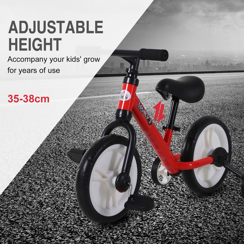 Toddler Balance Bike with Stabalisers - Red