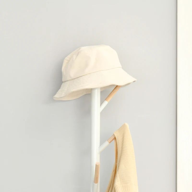 HOMCOM Coat Rack with 6 Hooks 174cm - White