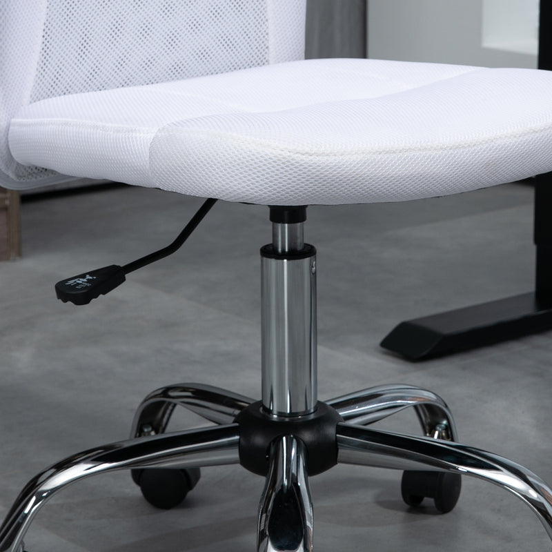 Vinsetto Armless Office Chair with Adjustable Height Mesh Back Wheels White