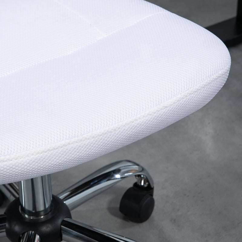 Vinsetto Armless Office Chair with Adjustable Height Mesh Back Wheels White