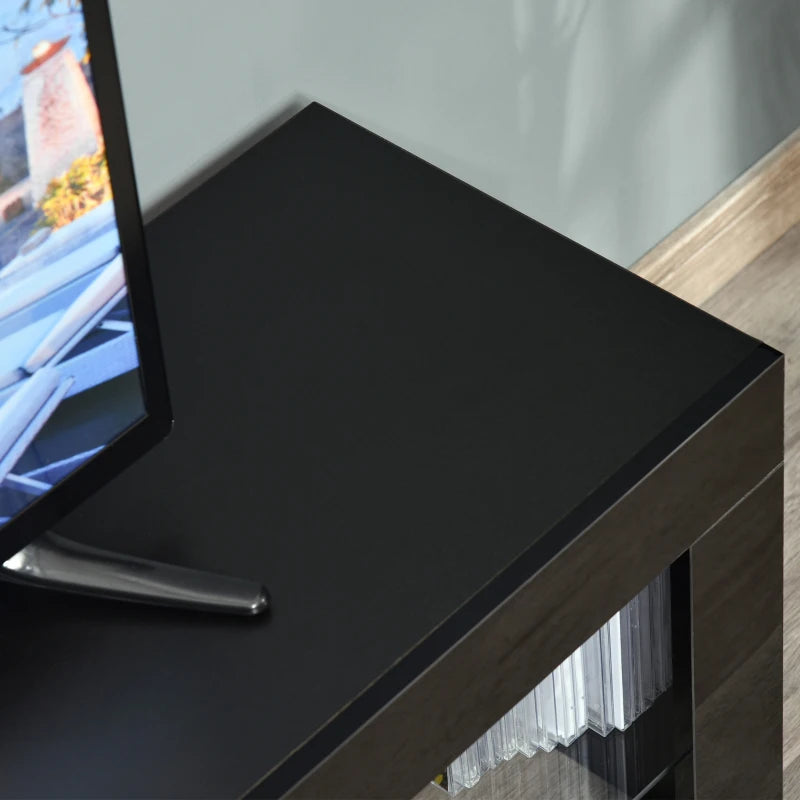 HOMCOM TV Stand High Gloss with LEDs 130cm - Black
