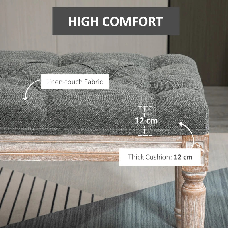 HOMCOM Vintage Shoe Benches with Wood Frame 80x40x41cm - Grey