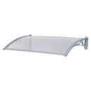 Door Awning Shelter Transparent/Silver 140W x 70L cm