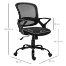 Vinsetto Mesh Office Chair Swivel Desk Task Computer Chair with  Lumbar Back Support Adjustable Height Arm for Home Black Home PC w/ Arm