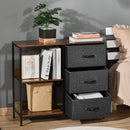 Chest of Drawers Storage  Dresser Cabinet Organizer with 3 Fabric Drawers and 2 Display Shelves for Living Room Bedroom Hallway Black OrganizerBlack