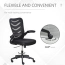 Vinsetto Mesh Office Chair for Home Swivel Task Desk Chair with Lumbar Back Support Flip-Up Arm Adjustable Height Black Computer w/
