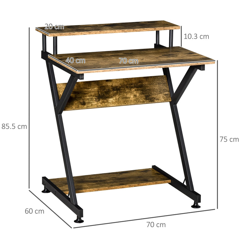 Computer Desk with Monitor Shelf and Storage R Shaped Gaming Study Writing Table for Home Office Brown Office