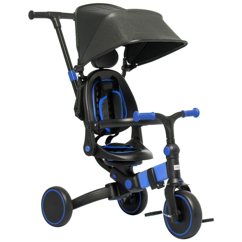 AIYAPLAY 3 in 1 Blue Kids Trike with Parent Handle Balance Bike for 1.5-4 year