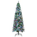 HOMCOM Christmas Tree Slim 7' with 350 Multi Coloured LED Lights
