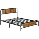HOMCOM Double Bed Frame Steel Bed Base with Headboard 145 x 199cm Brown