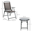 Outsunny Patio Bistro Set Folding Chairs & Coffee Table For Balcony, Brown